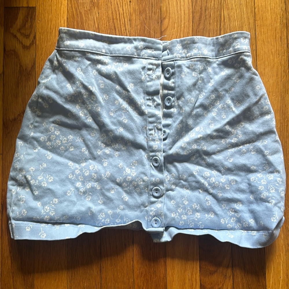 Blue button down floral skirt